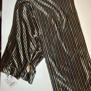 Zara Black and Gold Striped Flare Pants